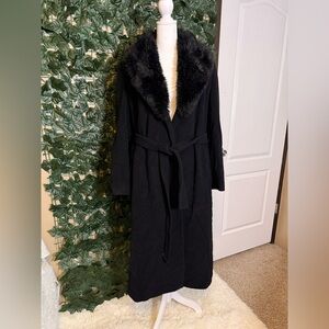 Harold's Black Coat with Cream Faux Fur